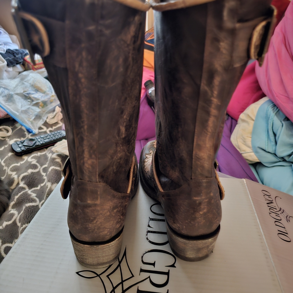 Old Gringo Distressed Brown Leather Biker Boots - Picture 4 of 7
